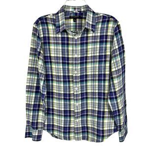 Banana Republic Purple Plaid Linen Blend Long Sleeve Button Shirt Men’s Medium